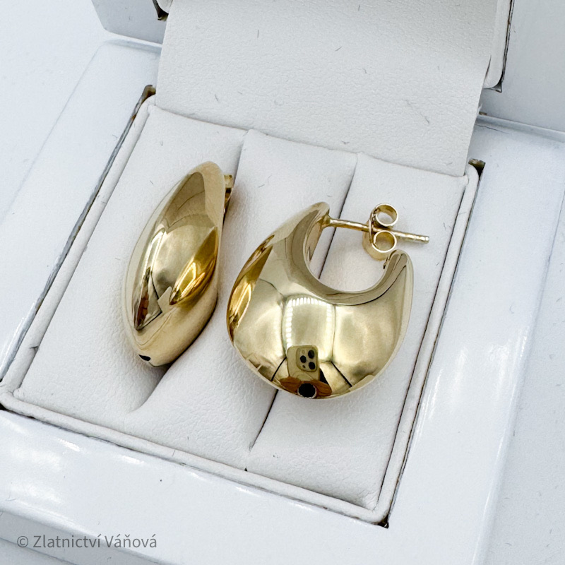 Stříbrné pozlacené duté náušnice